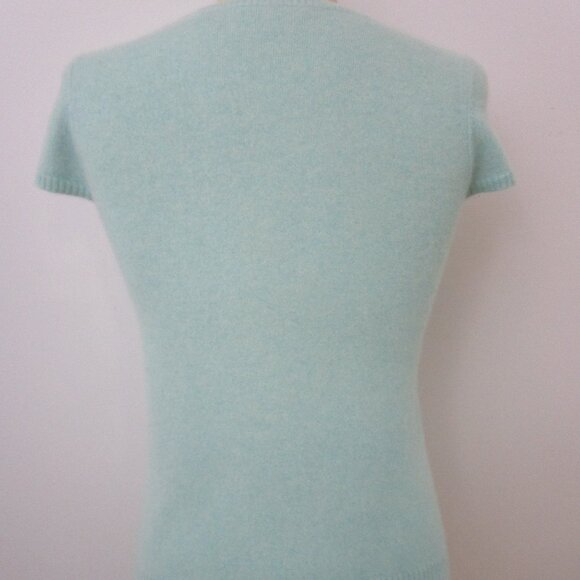 CASHMERE Aqua Blue Pullover Sweater Cap Sleeve Cuddly - Picture 7 of 9